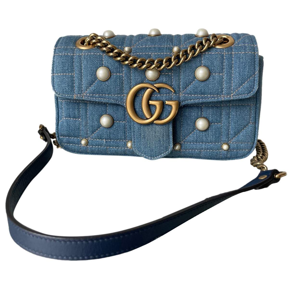 Pearly gg marmont flap crossbody bag 